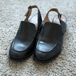 Madewell Black Leather Slingback Loafers sz 11